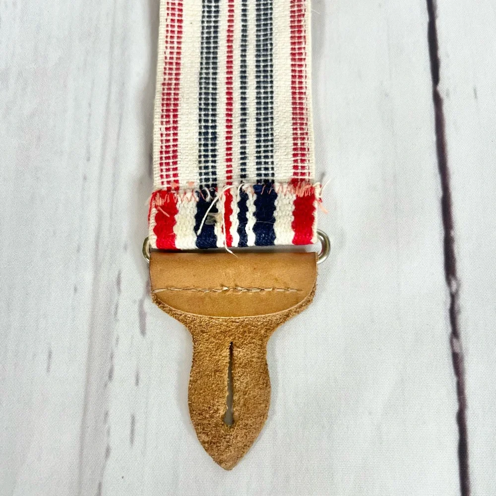 Vintage Levi’s Red White Blue Striped Suspenders Button End Leather Y-Back OS